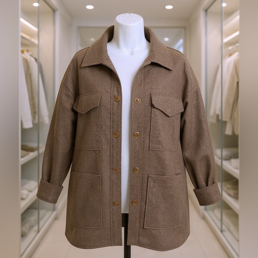 Banana Republic Women's Structured 4 Pocket Button Shacket - Picture 3 of 10